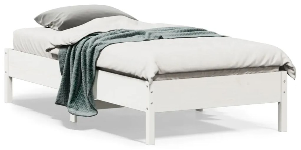 Cama sem colchão 75x190 cm madeira de pinho maciça branco