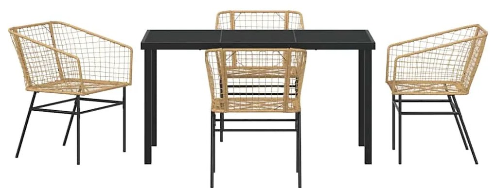 Conjunto de Jantar de Jardim 5 Peças Marrom de Polirattan