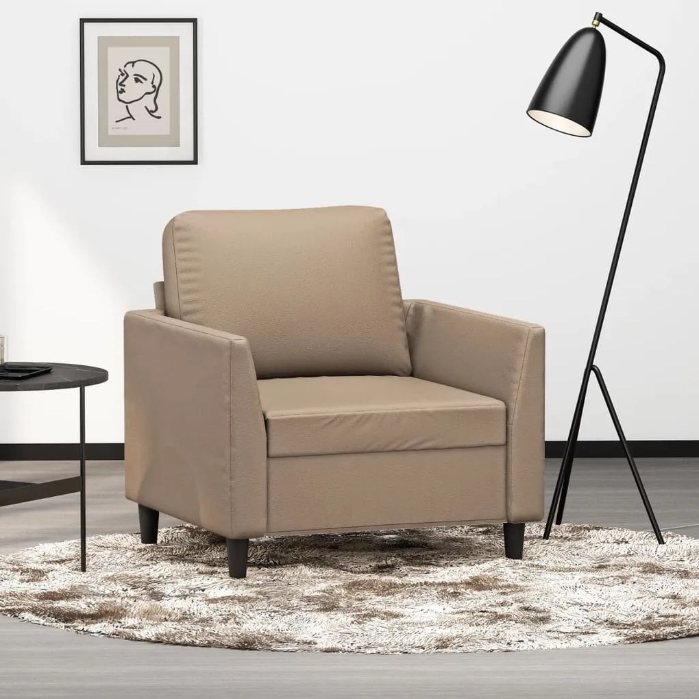 Poltrona 60 cm couro artificial cappuccino