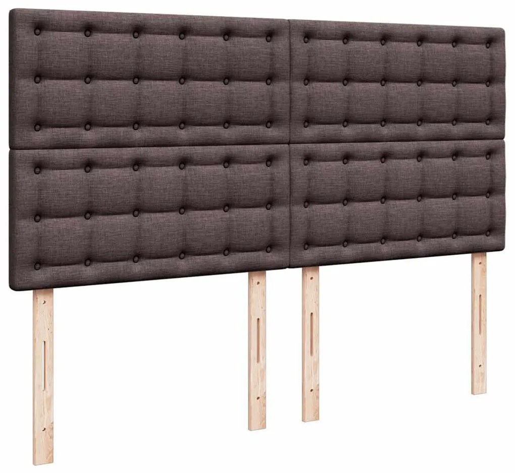 Cama com molas/colchão 200x200 cm tecido castanho-escuro