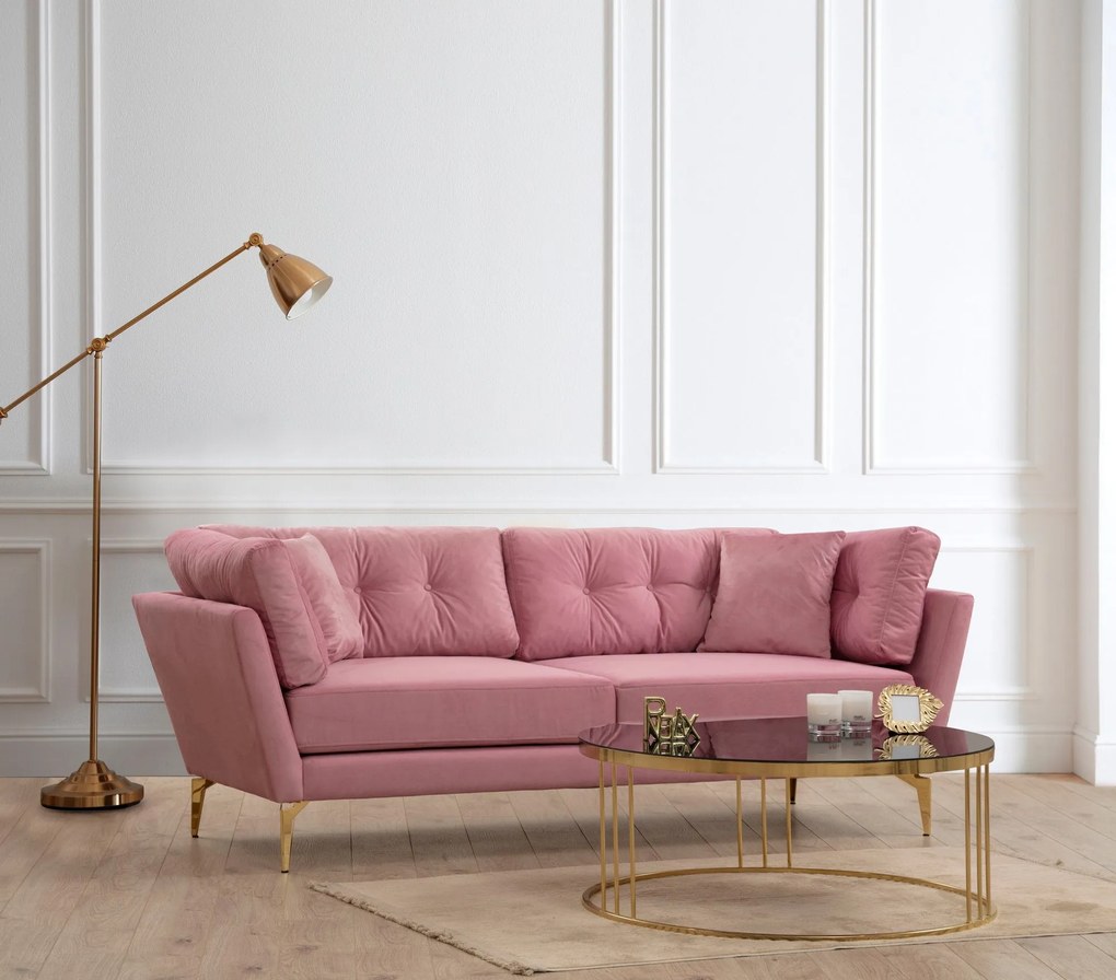 Sofá de 3 Lugares Mapa – Rosa Pó – 214 cm x 90 cm x 84 cm