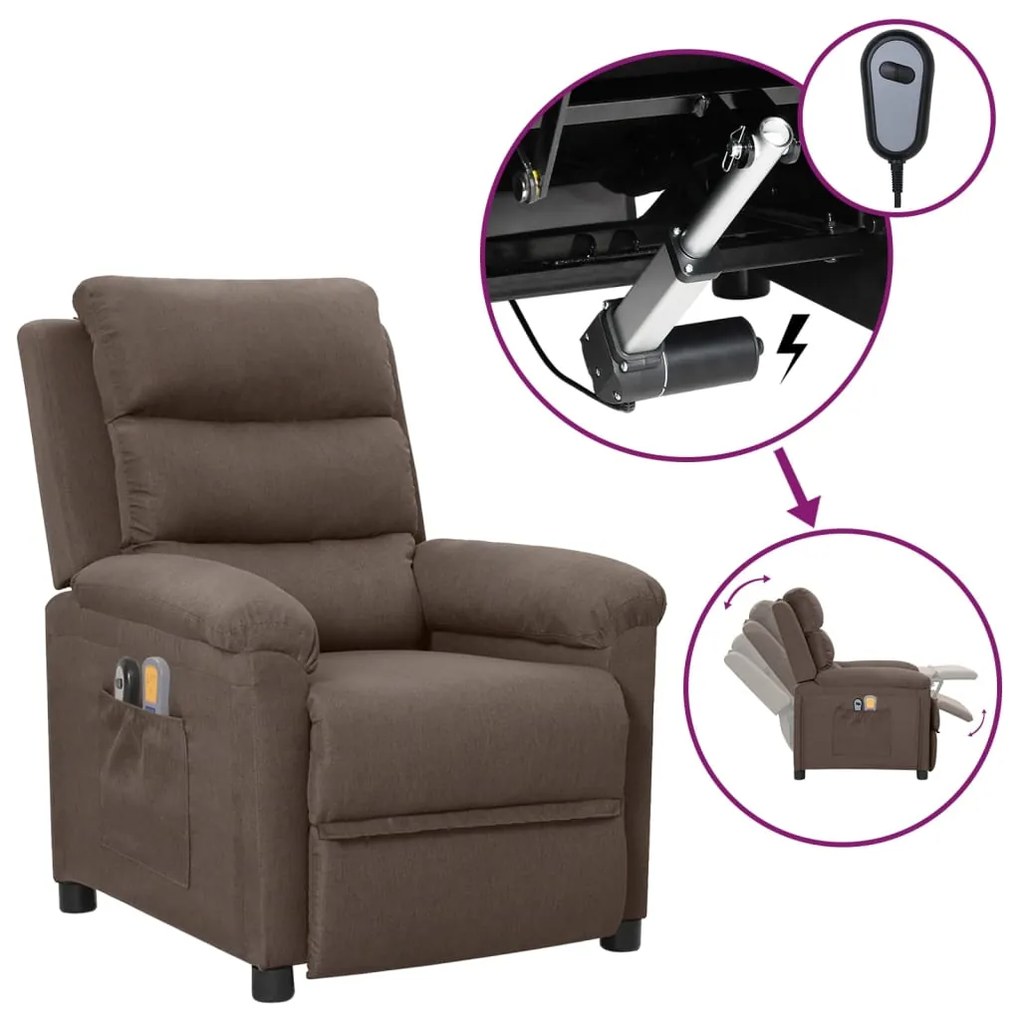 3098983 vidaXL Poltrona de massagens elétrica reclinável tecido cinza-acast.