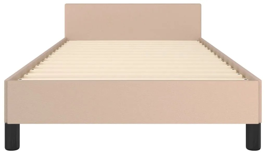 Estrutura cama c/ cabeceira couro artif. 90x190 cm cappuccino