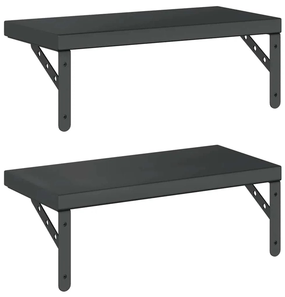 Prateleiras de parede 2 pcs 50x23,5 cm aço inoxidável prateado