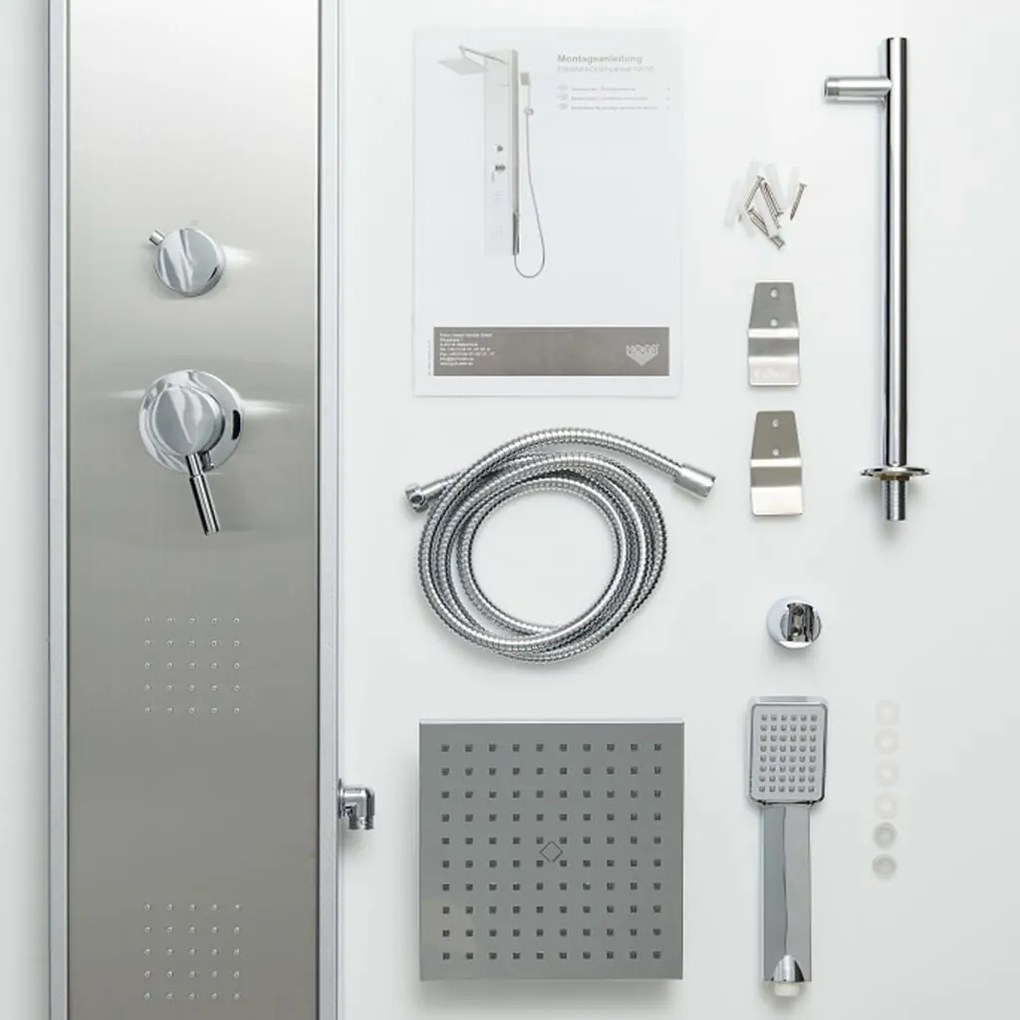 SCHÜTTE Painel de duche misturadora manípulo único TAHITI aço inox.