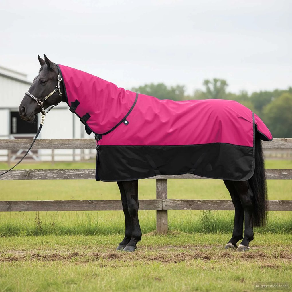 vidaXL Cobertor de Cavalo Rosa e Preto 135 cm Poliéster
