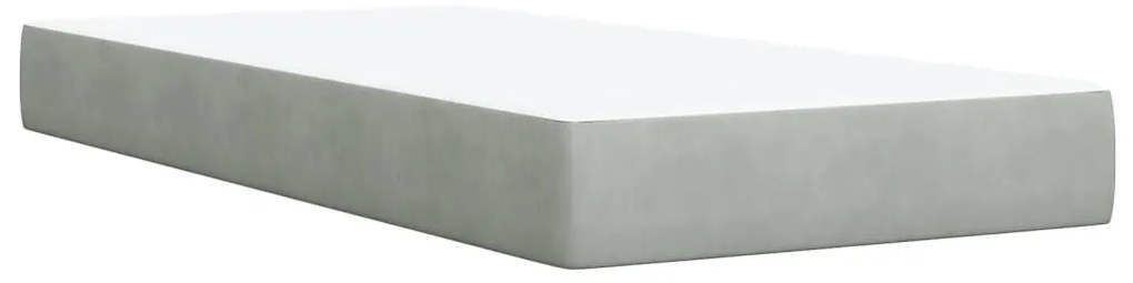 Cama com molas/colchão 90x190 cm veludo cinza-claro