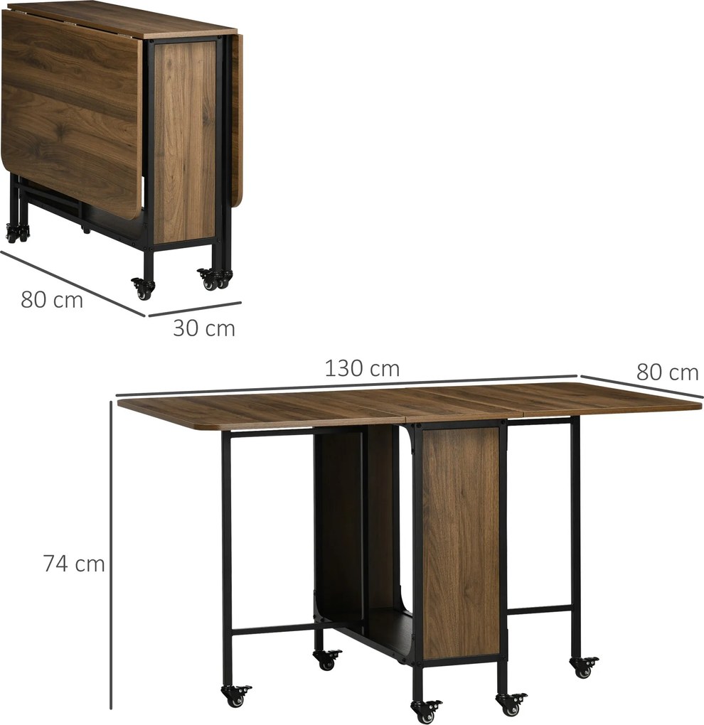 HOMOM Mesa de Cozinha Dobrável Mesa de Refeição Dobrável com Rodas Lat