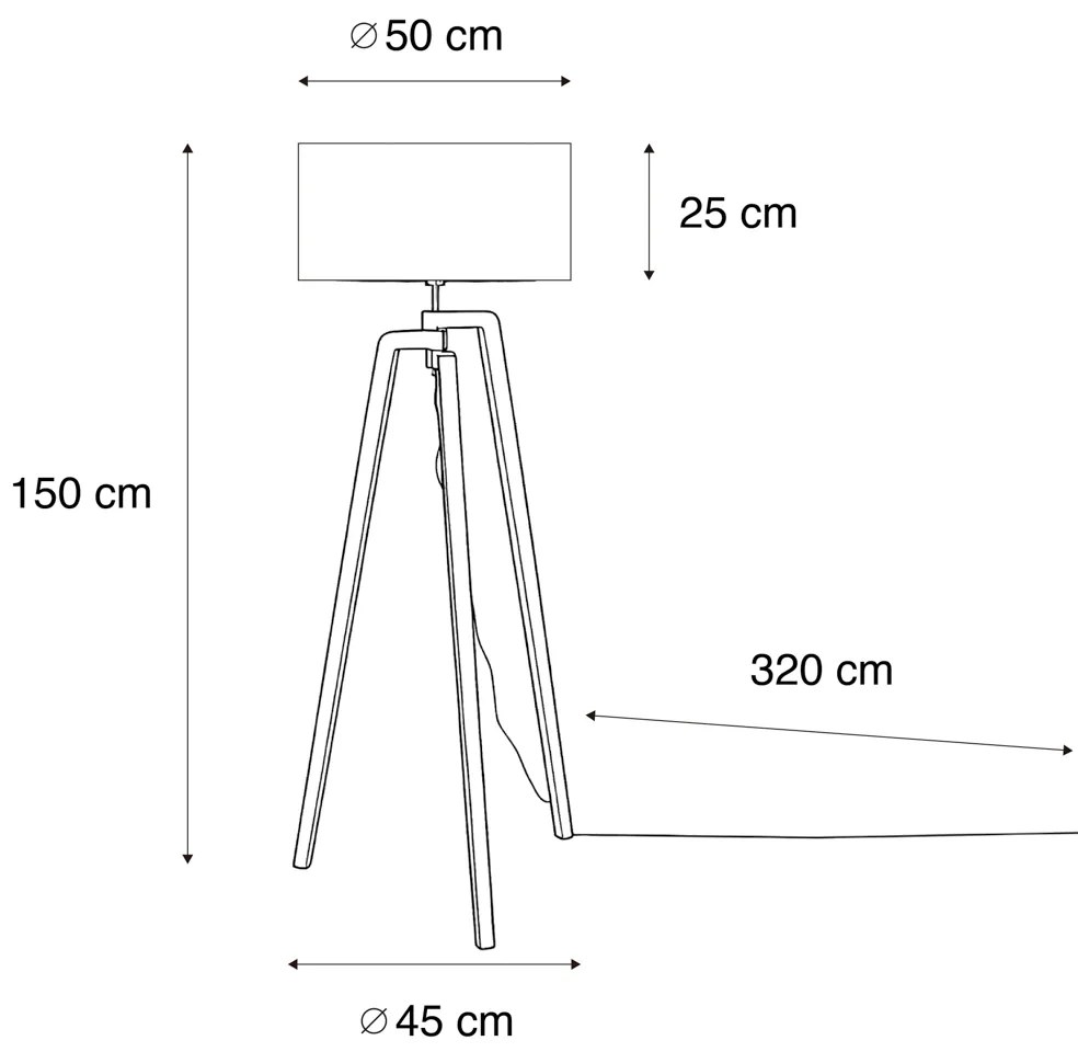 Candeeiro de Pé Preto com Abajur de Veludo Bronze 50cm - Puros