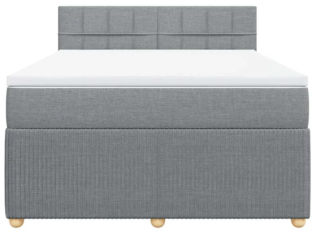Cama com molas/colchão 140x200 cm tecido cinzento-claro