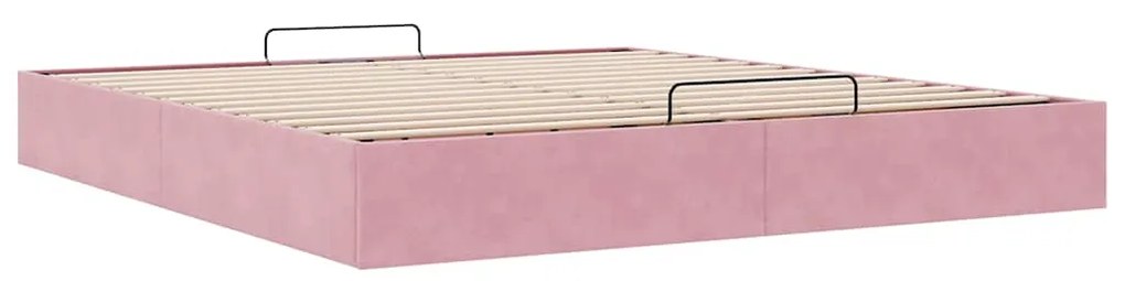 Estrutura de cama otomana sem colchão 200x200 cm veludo rosa