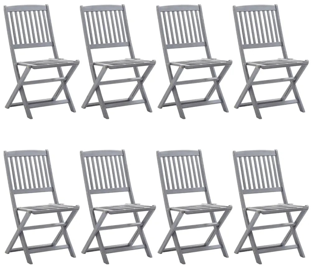 vidaXL Cadeiras de exterior dobráveis 8pcs c/ almofadões acácia maciça