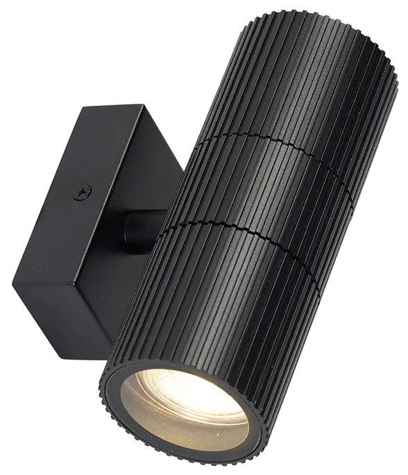 Candeeiro de parede industrial para exterior preto 2 luzes IP44 - Vigo