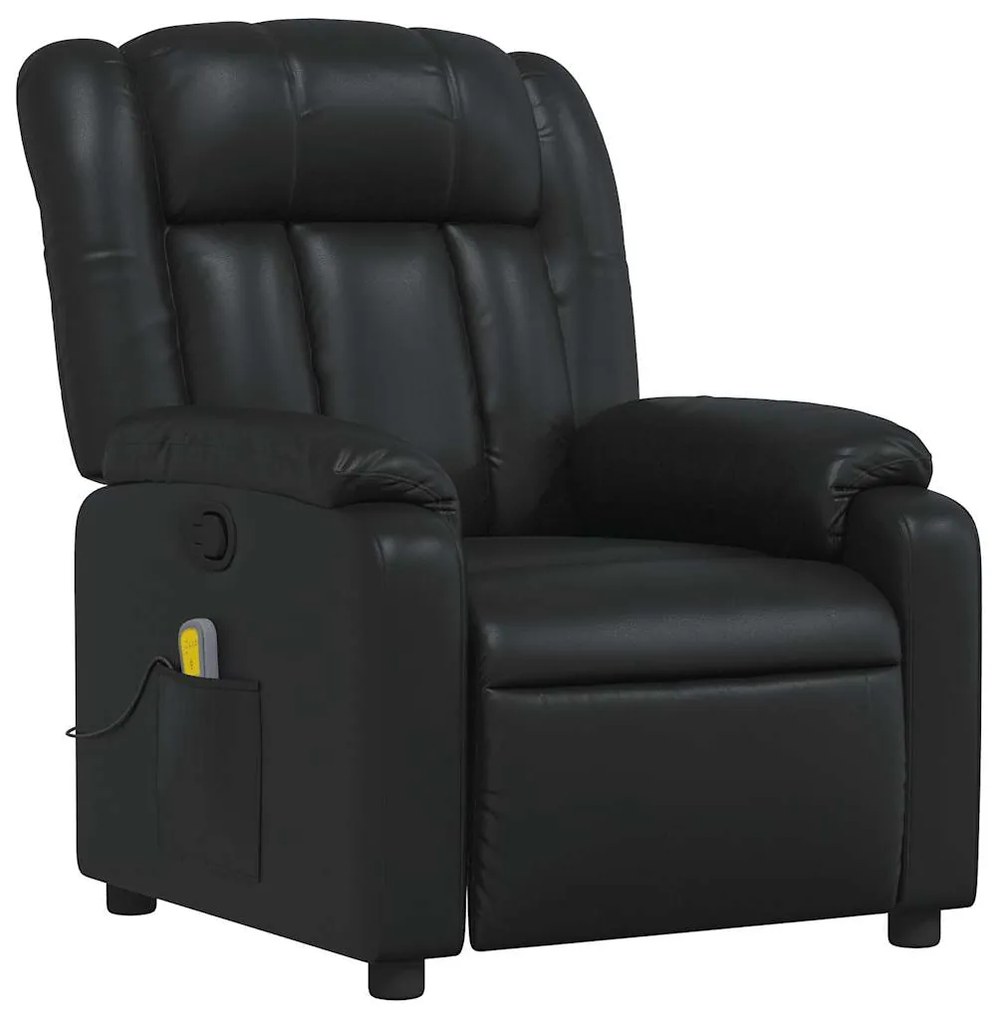 Poltrona de massagens reclinável couro artificial preto