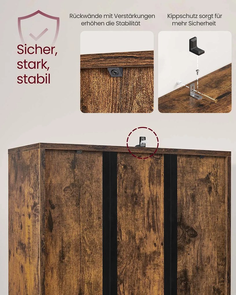 Estante com 6 prateleiras 24 x 60 x 175 cm Coleção CUSTOS em castanho vintage