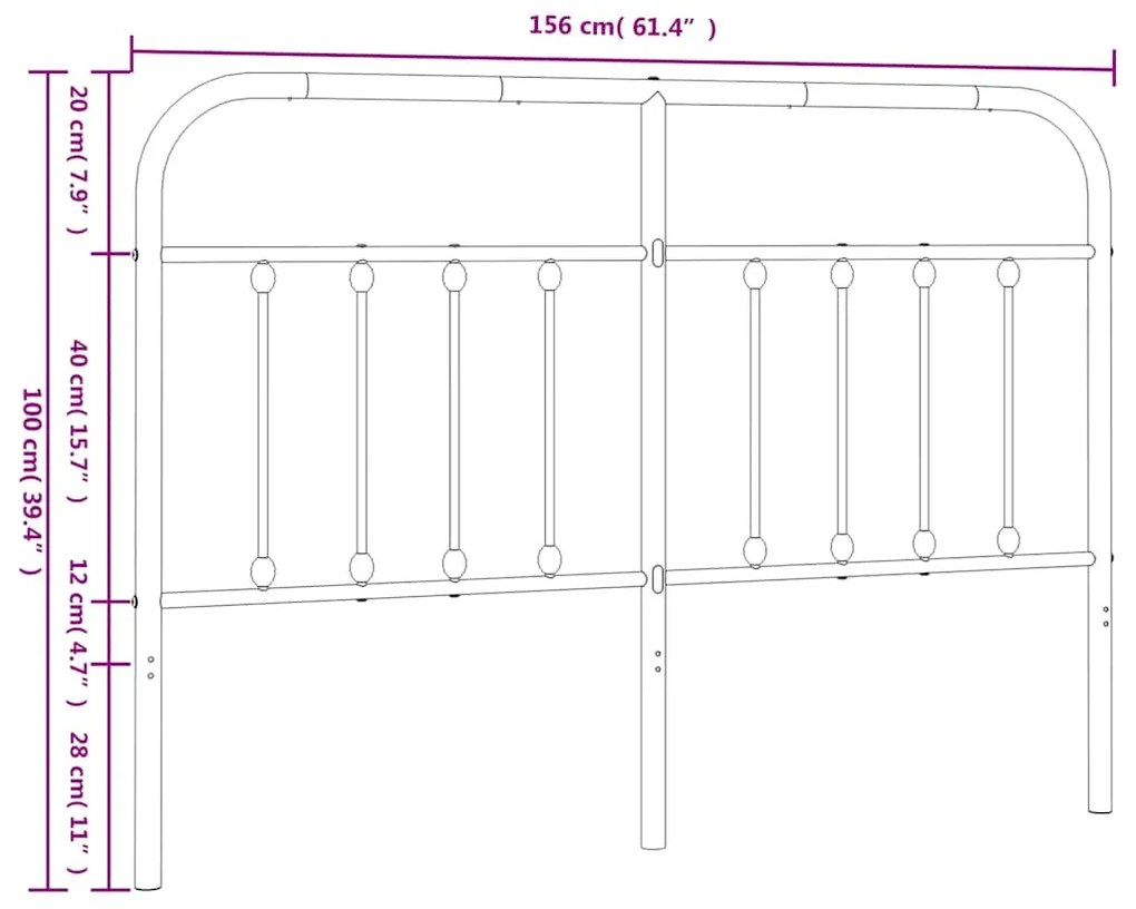 Cabeceira de cama 150 cm metal branco