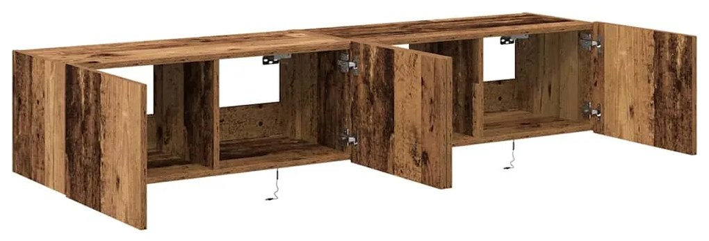 Cabinetes de TV vidaXL com luzes LED 2 pcs Madeira Antiga 80x35x31 cm