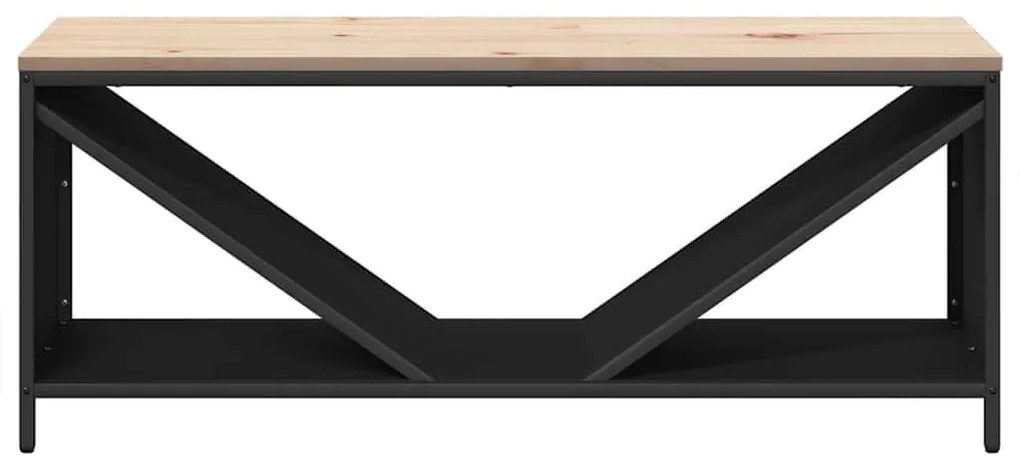 Suporte para lenha com tampo de madeira 100,5x35,5x40 cm preto