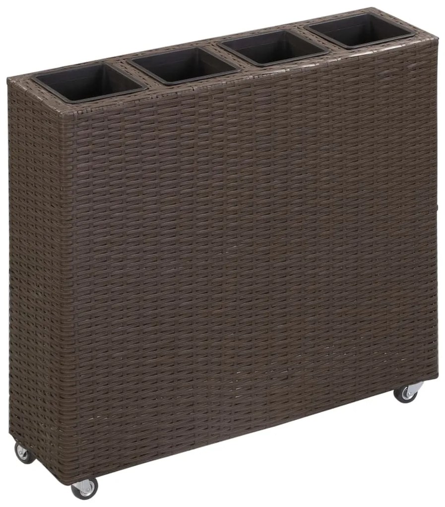 vidaXL Floreira com 4 vasos 80x22x79 cm vime PE castanho