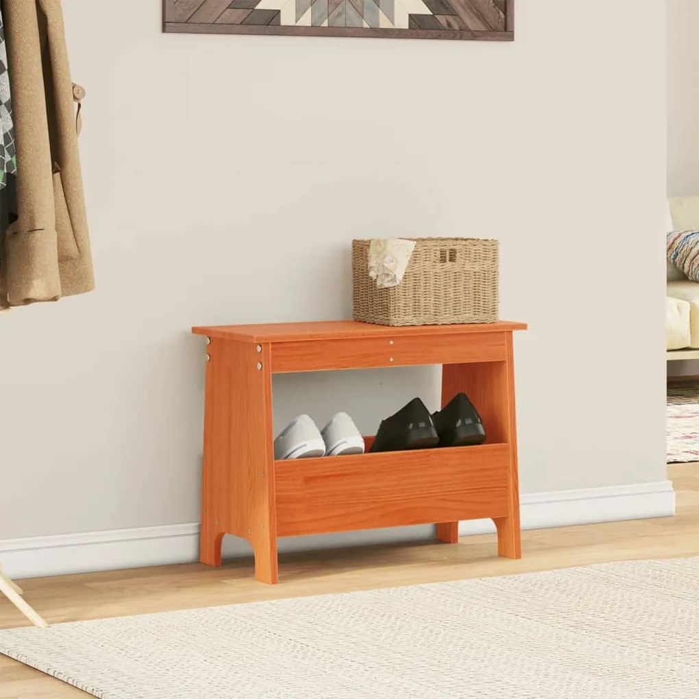 Banco de corredor 60x28x45 cm pinho maciço castanho cera