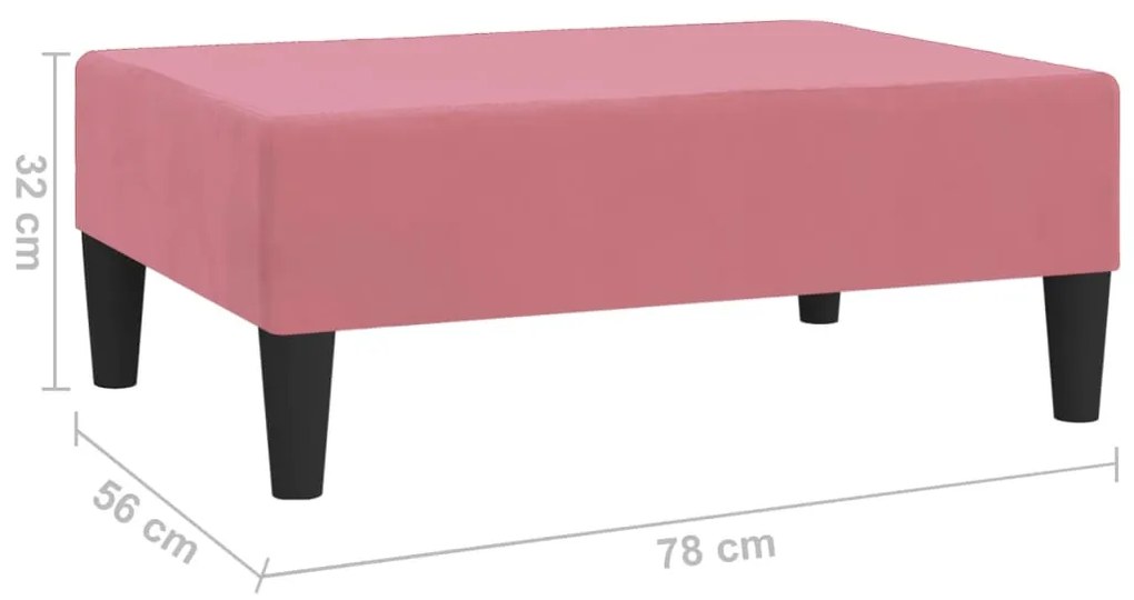 Apoio de pés 78x56x32 veludo cor-de-rosa