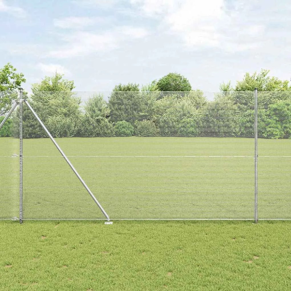 vidaXL Poste de Cerca Prateado 50 x 1,5 m (malha de 12 x 12 mm) Aço