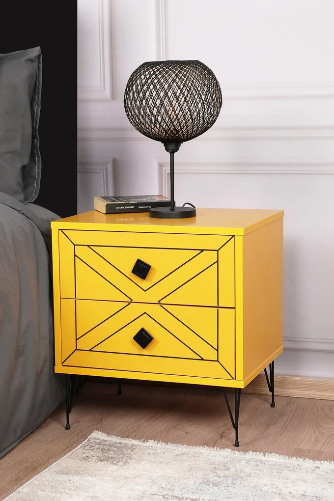 Mesa de Cabeceira Luna – Amarela – 50x55x40 cm