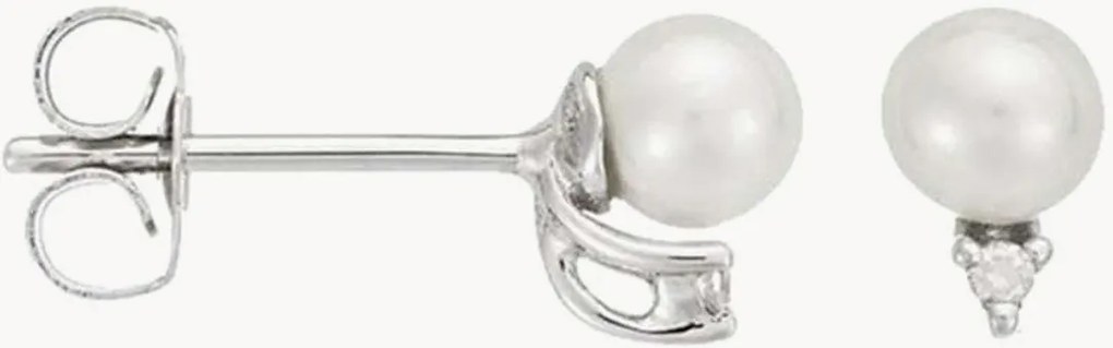 Brincos em ouro branco com diamantes e pérolas Trio Brillant