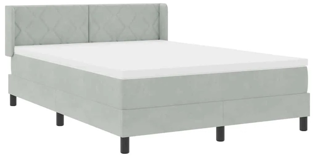Cama Box com Colchão vidaXL Cinza Claro 160x200 cm Veludo
