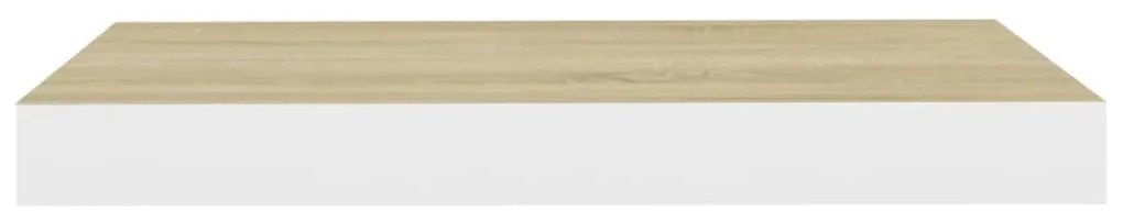 Prateleira de parede suspensa 50x23x3,8cm MDF carvalho e branco