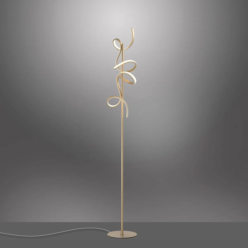 Candeeiro de pé design latão com LED e dimmer - Krisscross Design