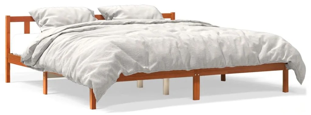 Estrutura de cama 200x200 cm pinho maciço castanho cera