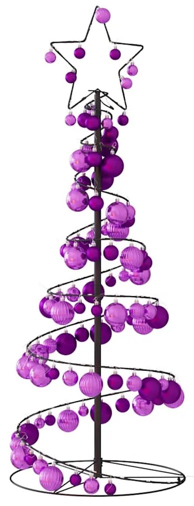 Árvore de Natal LED com Baubles 80 LEDs Branco Quente 120 cm