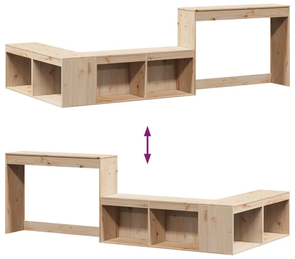 Mesa de cabeceira com secretária 222x107x75 cm pinho maciço