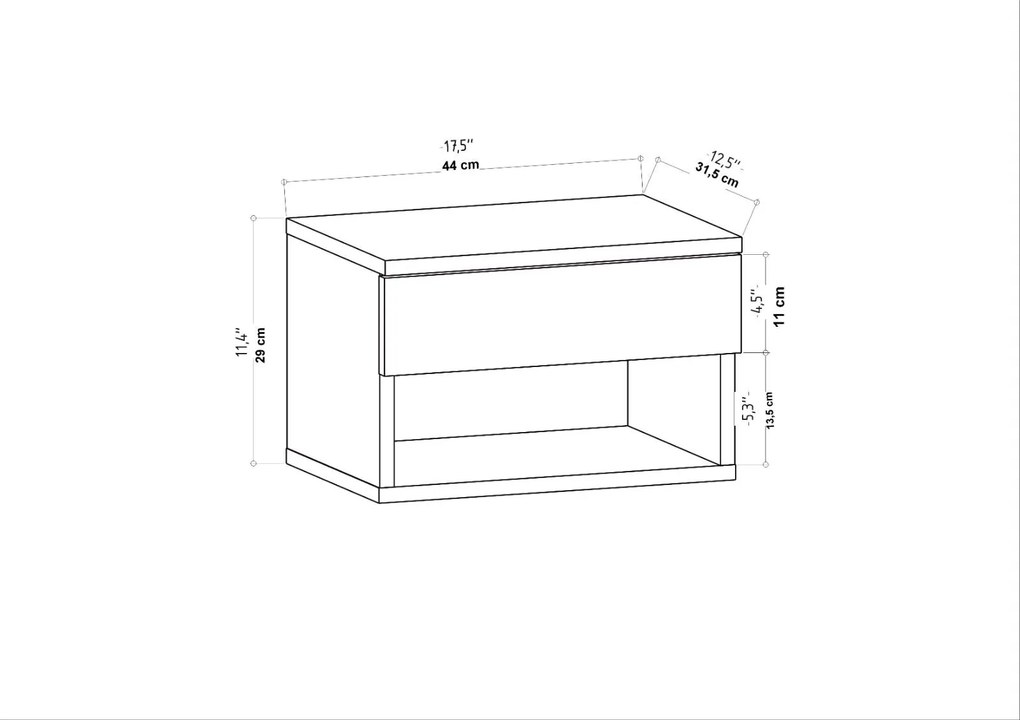 Mesa de Cabeceira Jamot – Carvalho – 44,6 x 29 x 31,9 cm