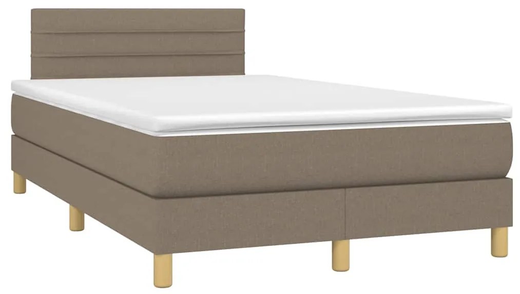 Cama box spring colchão/LED 120x190cm tecido cinza-acastanhado