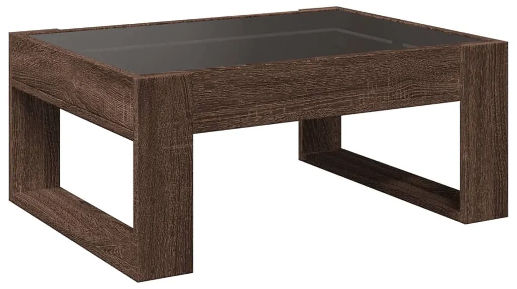 Mesa centro luzes LED Infinity 70x53x30 cm carvalho castanho