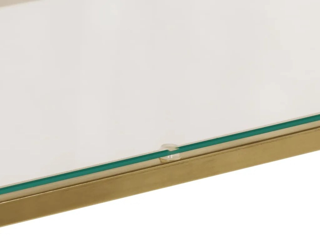 Mesa consola aço inoxidável e vidro temperado dourado