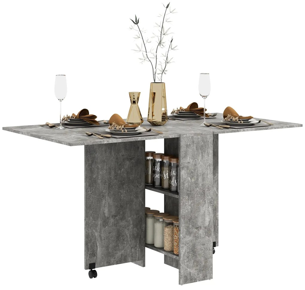 Mesa de Jantar Dobrável Atman - Cinza - 75x140x74 cm - Design Moderno