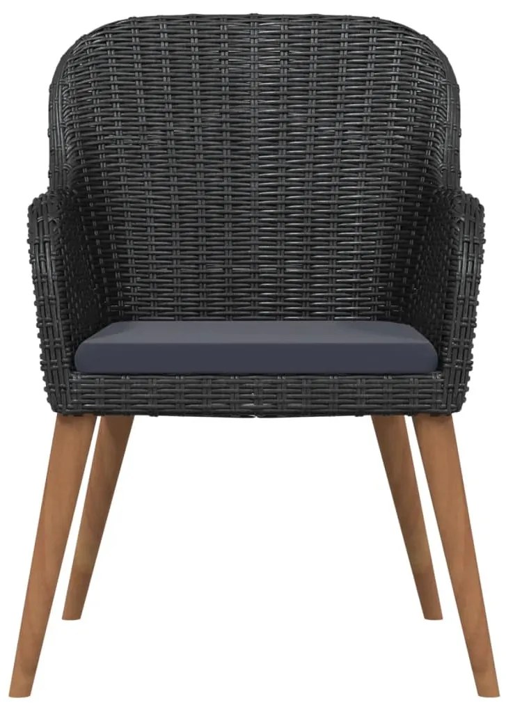 5 pcs conjunto de jantar p/ jardim c/ almofadões preto