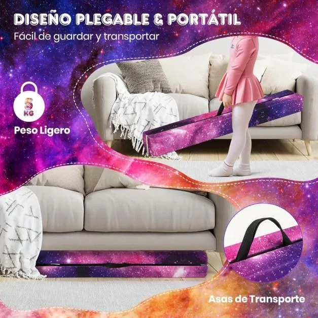 Barra de equilíbrio Ginástica dobrável com base de madeira maciça e superfície antiderrapante de espuma portátil com alça para crianças e adolescente