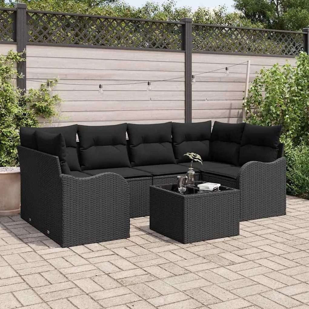 Conjunto de Sofá de Jardim vidaXL com 7 Peças e Cushions Rattan Sintét