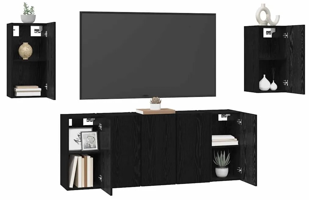 Conjunto de móvel de TV 7 pcs Carvalho preto 30.5 x 30 x 60 cm