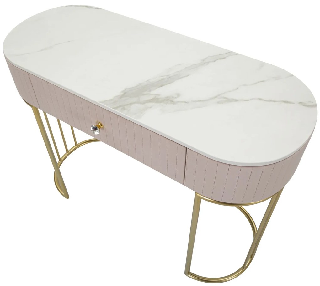 MESA CONSOLA MONTPELLIER 100X40X75 CM ROSA, DOURADO, BRANCO