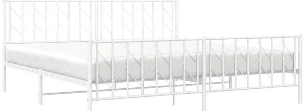 Estrutura de cama com cabeceira e pés 193x203 cm metal branco