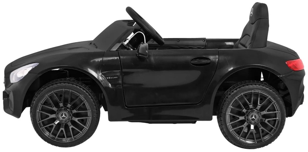 Carro elétrico para Crianças 12V Mercedes Benz GT, Rodas Espuma EVA, Assento couro ecológico Preto