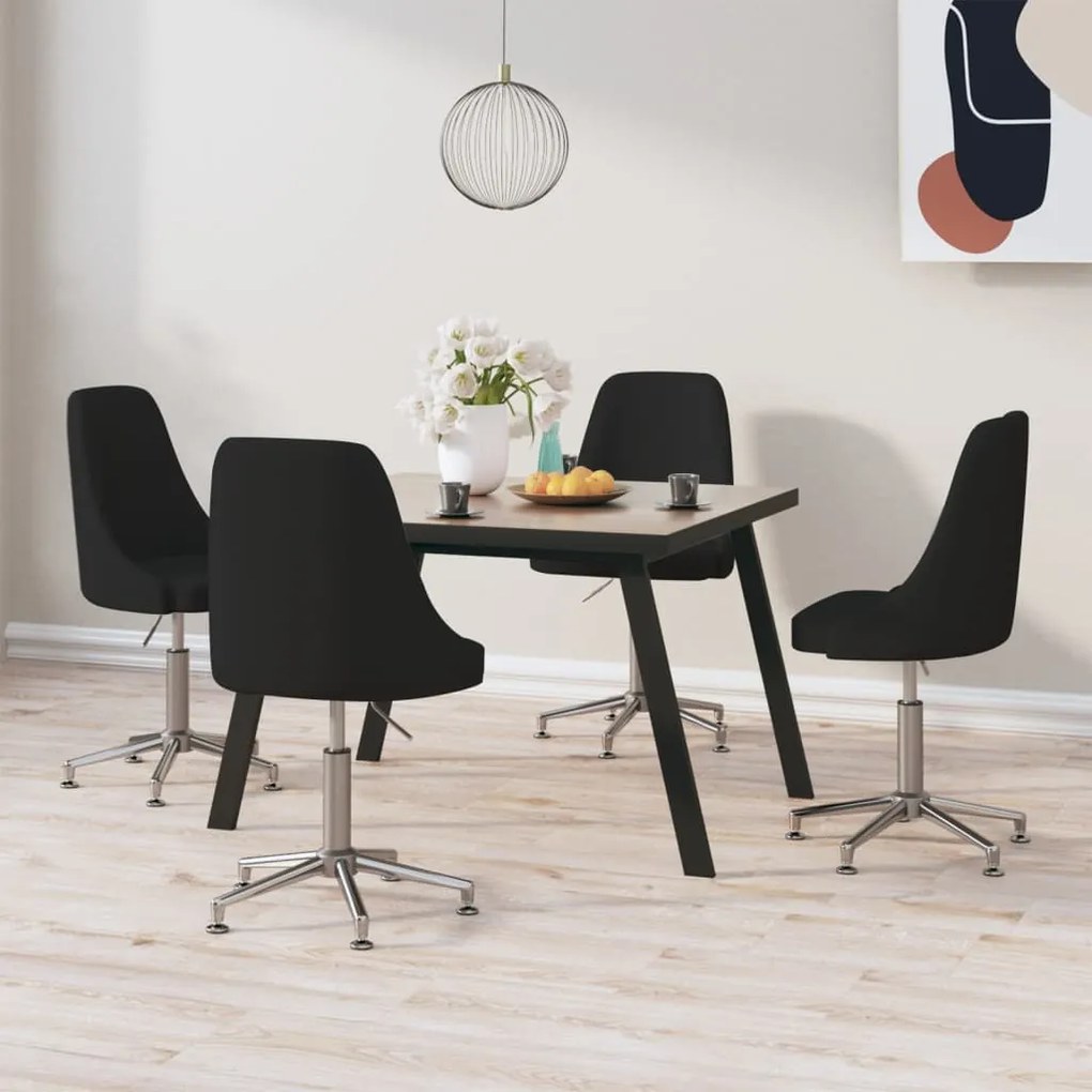 vidaXL Cadeiras de jantar giratórias 4 pcs tecido preto