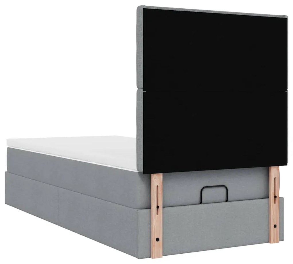 Cama otomana com colchão 90x200 cm tecido cinzento claro