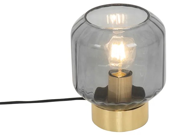 Candeeiro de mesa moderno dourado/latão com vidro fumê - Stiklo Moderno