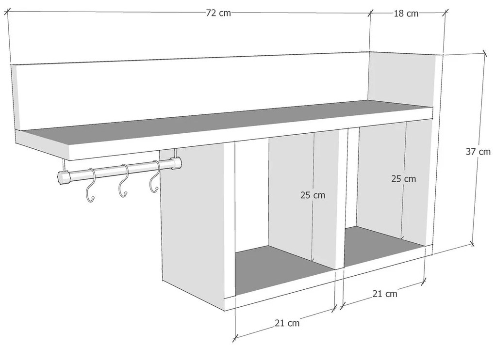 Prateleira de Parede Pare – Antracite – 72x37x18 cm